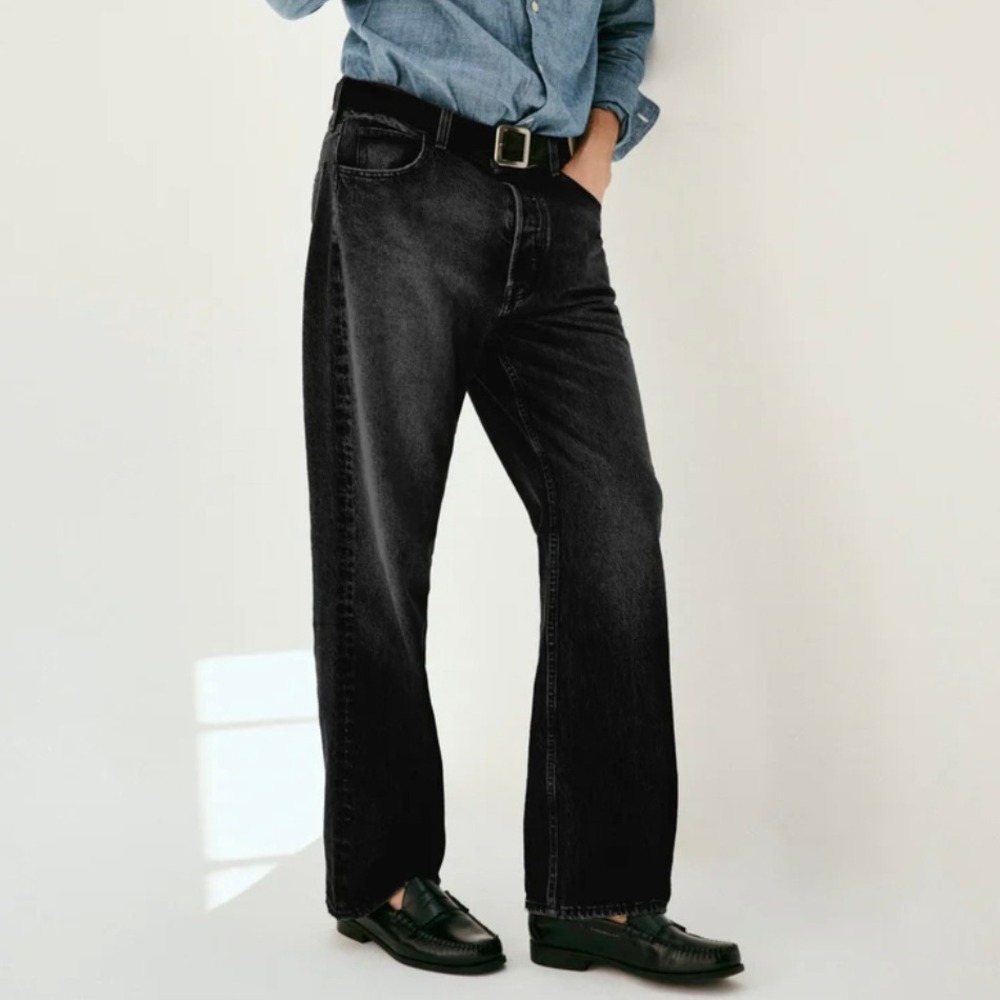 Alex Mill Relaxed‎ Straight 5 Pocket Jean Vintage Black Wash Denim Mens Sz 38